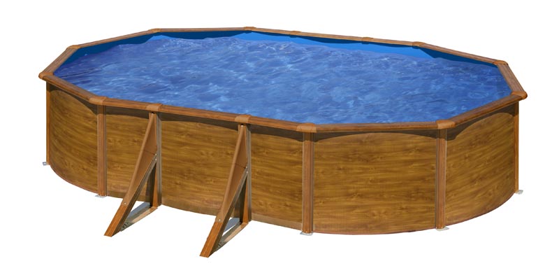 medence szett 610 x 375 x 120 cm külső merevítő lábbal fa mintázattal   (Pacific)