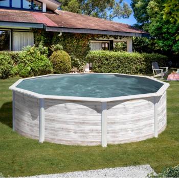 kör medence szett 300 x 120 cm antik fehér, fa hatású   (Finland) 2.Kép