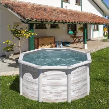 kör medence szett 240 x 120 cm antik fehér, fa hatású   (Finland) 2.Kép