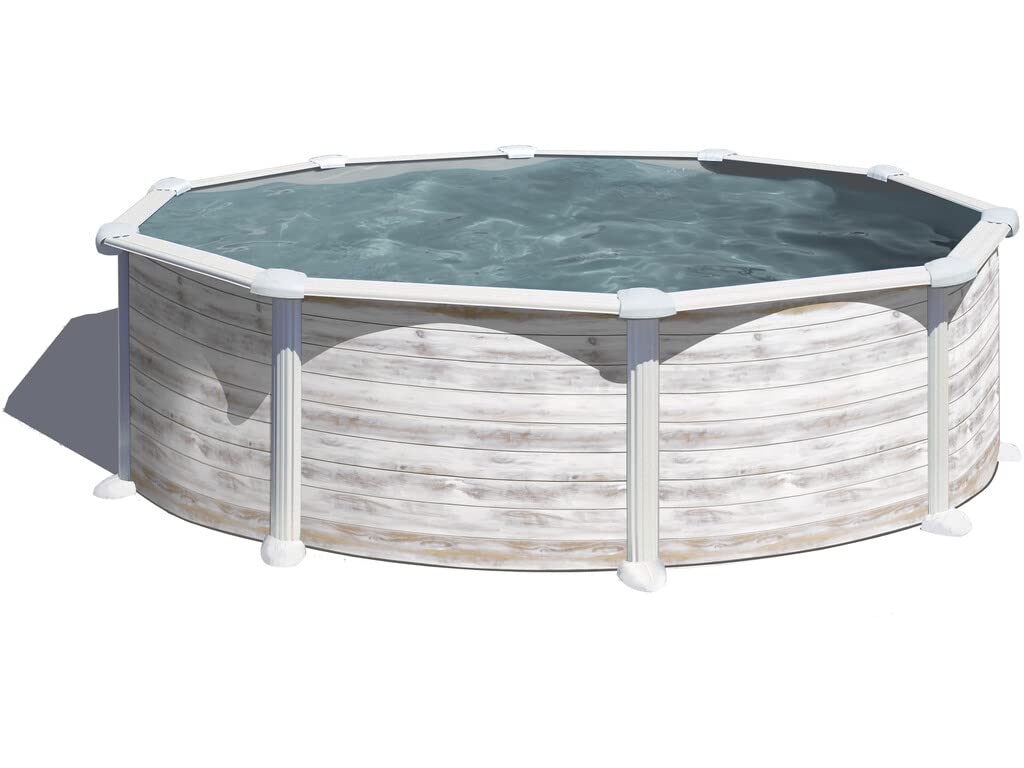 kör medence szett 460 x 132 cm antik fehér, fa hatású   (Greenland)