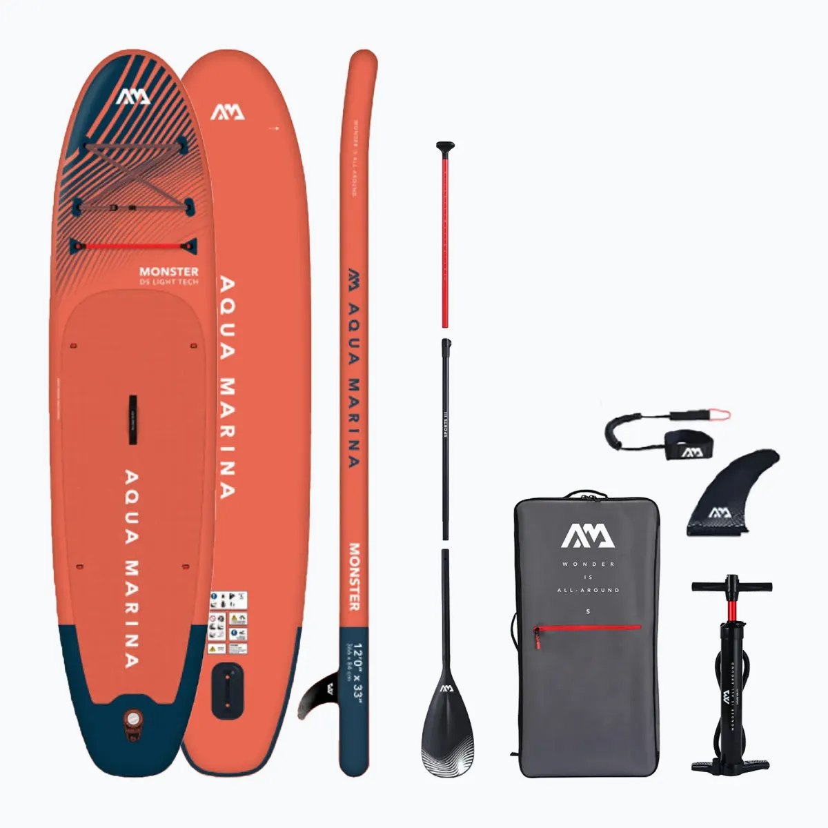 Monster 3.66m/15cm All-around iSUP 2024 aluminium SPORTS III evezővel és biztonsági bokabánttal