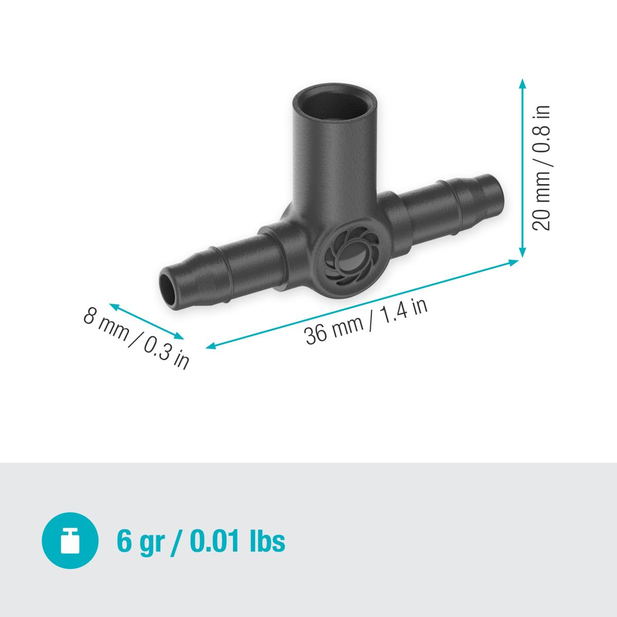 Micro Drip System T-elem permetezőfuvókához 4,6 mm-es (3/16)